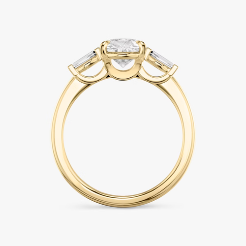 2 Ct Pear Cut Lab Grown Diamond Three-Stone Engagement Ring 14k Yellow Gold - Picture 3 of 5