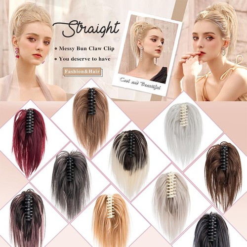 Short Claw Ponytail Piece Clip in on Pony Tail Hair Extensions Real as Human US - Picture 8 of 74