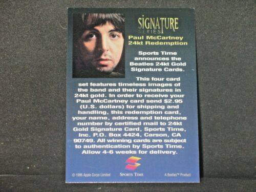 Carta di riscatto Paul McCartney 1996 The Beatles Signature Series SUPER DURA - Foto 2 di 2