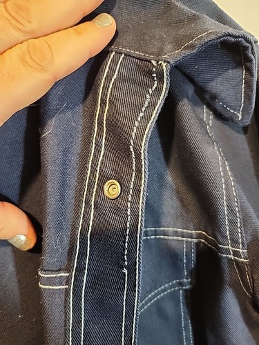 Vintage Montgomery Ward Denim Jacket Snap Buttons Blue Long Sleeve Collared Read - Picture 5 of 10