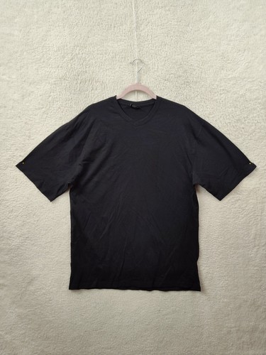 Luxus Sport Herren Hemd Large Schwarz 100% Baumwolle Kurzarm Regular Fit Tee