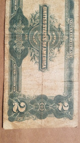 1899 $2 Silver Certificate mini porthole note Large Size Bill P 258 VERY FINE - Picture 10 of 11