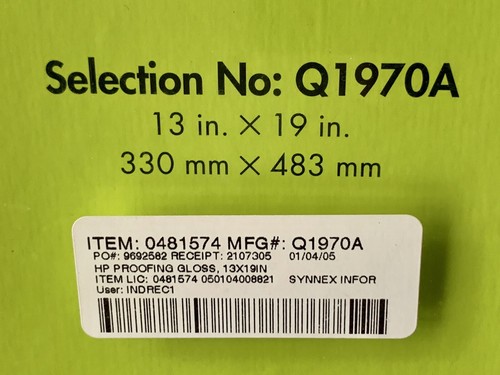 HP DesignJet Proofing Gloss Q1970A Sealed Box 50 Printing Sheets 13"x19" OOP NOS - Picture 7 of 9