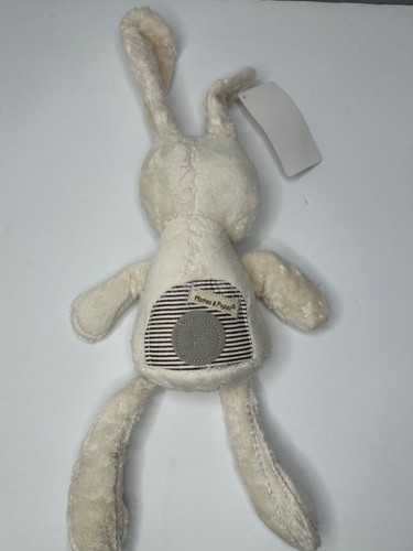 Mamas & Papas Chime Bunny Rabbit Plush Tan Brown Stripes Heart Nose Stuffed NEW - Picture 6 of 8