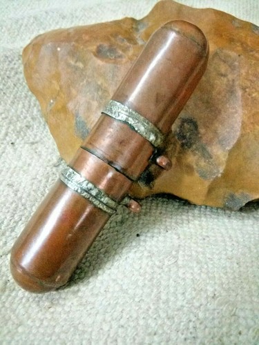 old antique / vintage beautiful Copper Islamic pendant scroll/amulet box - Picture 3 of 11