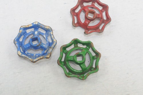 3 Vintage Water Valve Faucet Handles Knobs Steampunk Spigot Handles Hose #9 - Picture 7 of 8