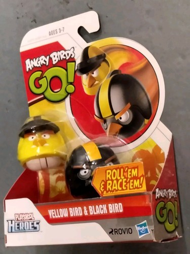 PLAYSKOOL HEROES ANGRY BIRDS GO! YELLOW BIRD & BLACK BIRD ROLL'EM & RACE'EM NOS - Imagen 5 de 6
