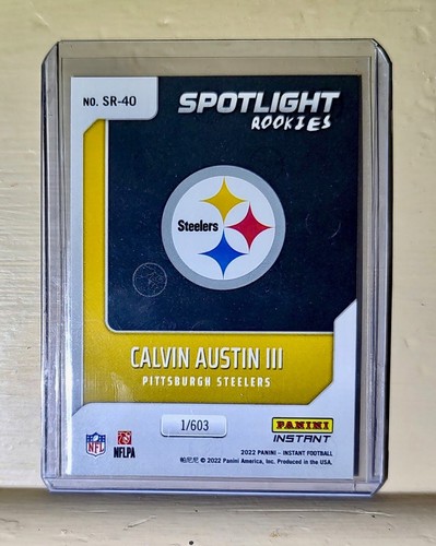 Calvin Austin III 2022 NFL Panini #40 Spotlight Rookie Football Card 1/603 - Picture 2 of 2