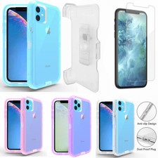 For iPhone 11 Pro Max Clear Shockproof Defender Case w/Screen Belt Clip