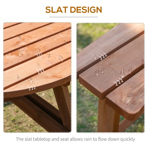 8-Seater Wooden Picnic Set-Fir Wood - Picture 5 of 11