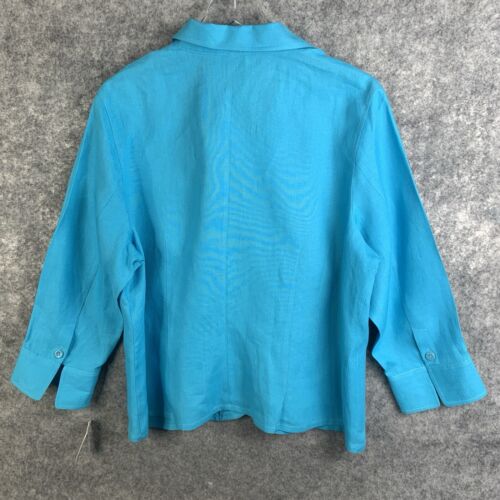 Talbots Blazer Womens Plus 20 Turquoise Blue 100% Irish Linen Preppy Pockets New - Picture 3 of 15