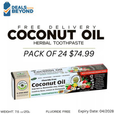 24-Pack ~ Al-Riyan, 10 in 1 Coconut Oil Flouride-Free, Herbal Toothpaste, 7.5 oz 0.42 per gallon
