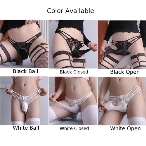 Bragas para Hombres Sexy Sissy Encaje Transparente Ultra-Fino Bolsa Tanga Calzoncillos, Ropa Interior - Imagen 3 de 28
