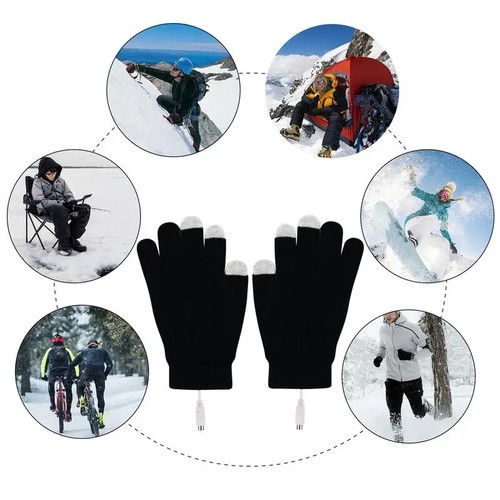 Electric USB Heating Thermal Gloves Touchscreen Hand Warm Windproof Winter Ski - Picture 8 of 16