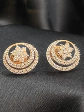 Pave 1.50 Cts Round Brilliant Cut Natural Diamonds Screw Stud Earrings 14K Gold