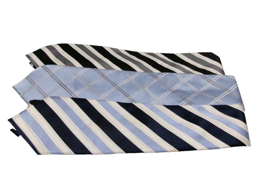 3 DONALD J. TRUMP SIGNATURE COLLECTION 60" TIES 100% SILK Blues Black Stripes - Picture 3 of 18