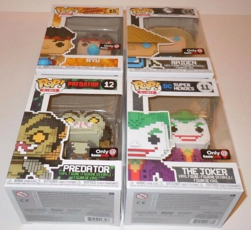 Predator Joker Ryu Raiden Funko Pop 8-bit LOT 11 12 14 15 NEW Gamestop Near Set