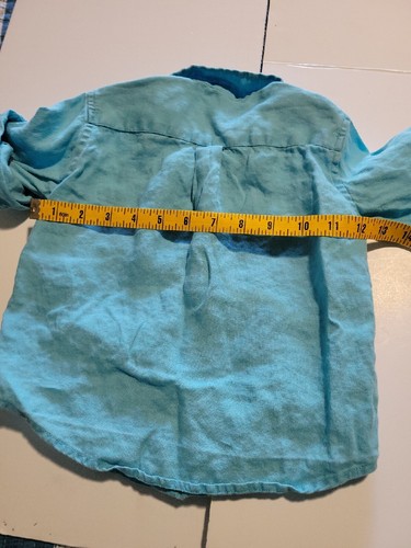Janie And Jack Jungen blau Leinen Knopf Shirt 18 bis 24 Monate Rolltab Ärmel - Bild 7 von 8
