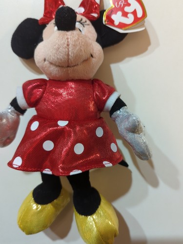 2013 Ty Sparkle Minnie Mouse 9"" Disney peluche giocattolo imbottito vintage etichette berretto - Foto 6 di 10