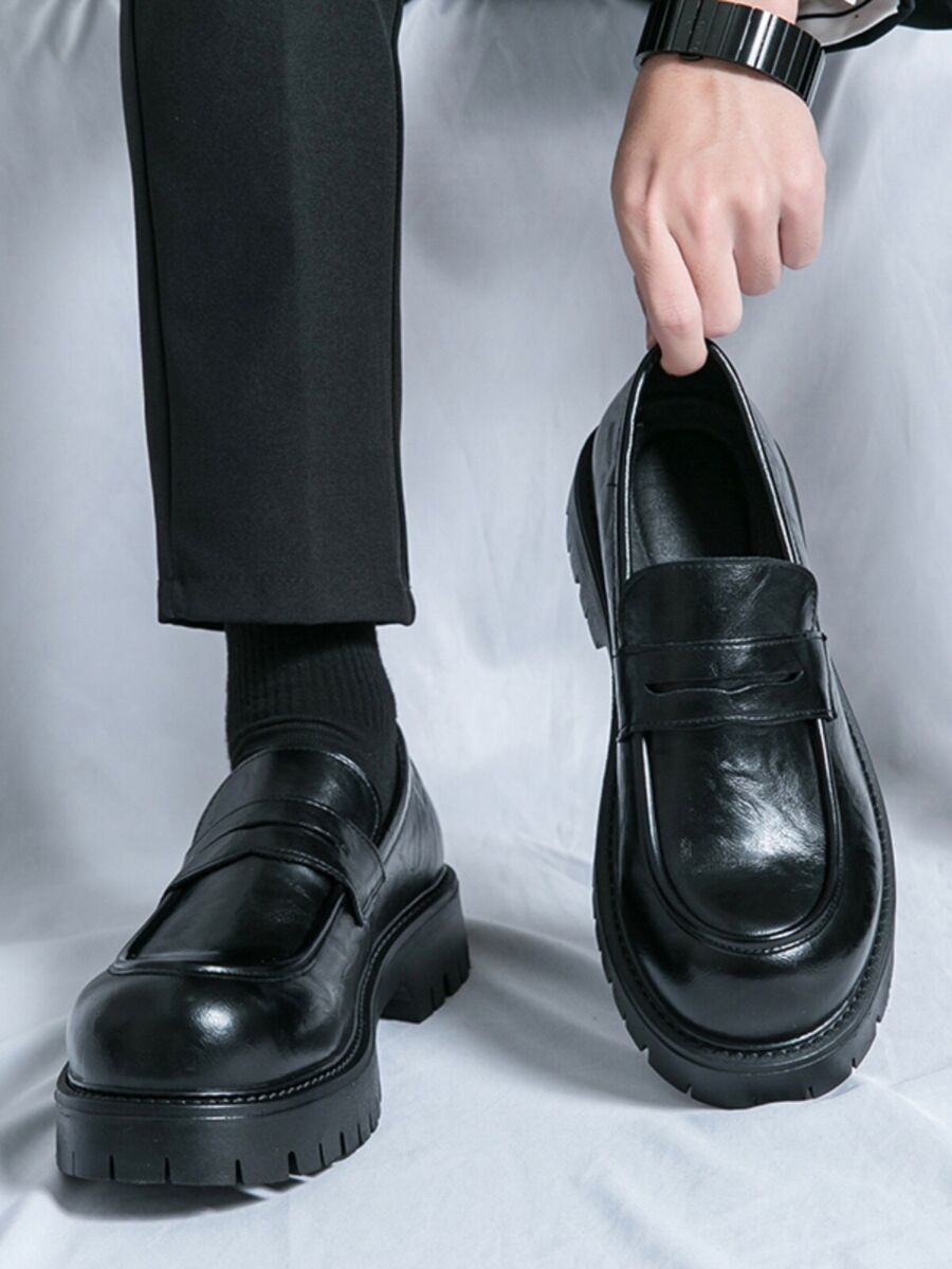 Mens Punk Round Toe Platform Heels Creepers Loafers Casual