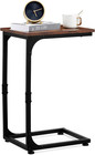Mesa auxiliar en forma de C Madera Clara y Negro BT001B para dormitorio, Bandeja