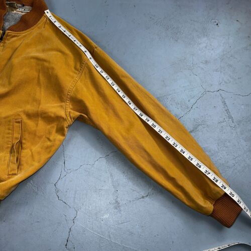 VTG LL Bean 1990s Bomber Jacket Solid Cotton Full Zip Yellow Detroit 90s Cool - Picture 7 of 12