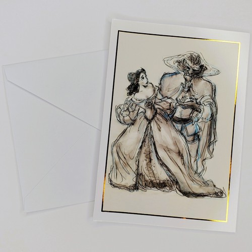 Die Schöne und das Biest Blanko Notizkarte Prinzessin Belle Disney Archiv Kunst Andreas Deja - Bild 3 von 4