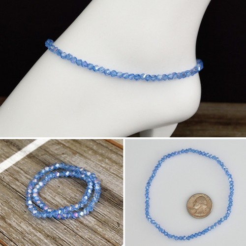 Angle Cut Crystal Beads Stretch Ankle Bracelet - Picture 6 of 18