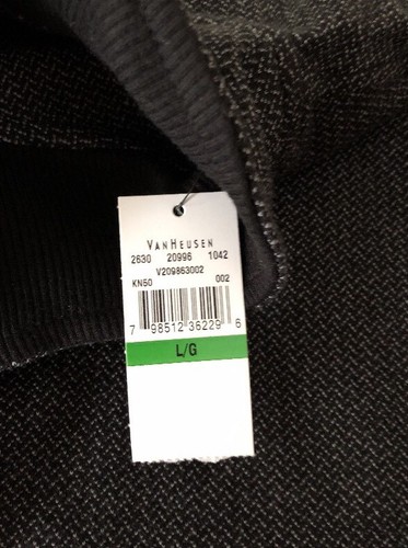 Mens Van Heusen 1/4 Zip Pullover Sweater Long Sleeve Black Gray L/G NWT Cotton - Picture 6 of 6