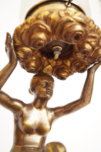 Sammlerstück original Art Déco Figurenleuchte "ATHENE" Messinglampe 1920 - Bild 10 von 24