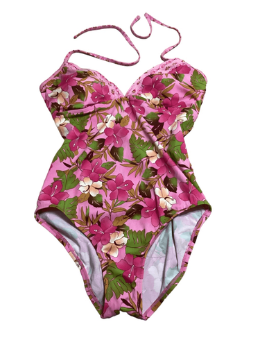 Vintage White Stag Women’s One Piece Pink Floral Swimsuit L - Picture 2 of 8