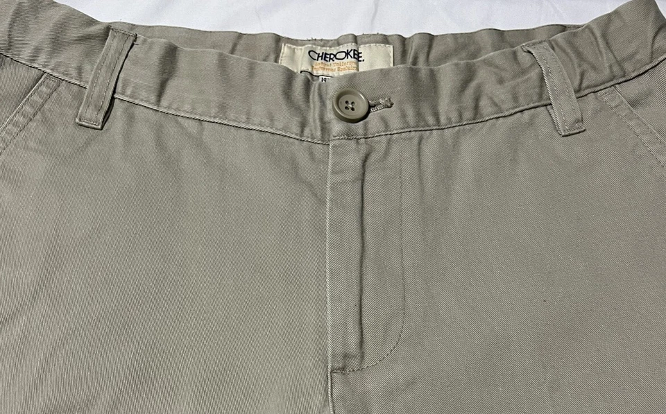 Pantalones Cortos Cherokee Caqui Beige Bermudas 100% Algodón Talla 14 Husky para Niños Foto 4 de 4