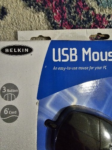2003 USB Wired Belkin Mouse NEW NIB 6ft Cord 3 Programmable Buttons - Picture 2 of 6