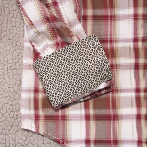 Rodeo Clothing Co Shirt Adult Large Pearl Snap Flip Cuff Western Ranch Plaid - Picture 7 of 21