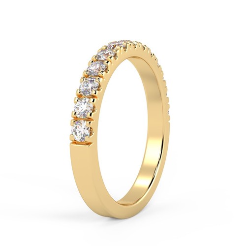 0.25Ct - 1.00Ct Natural Round Diamond Half Eternity Wedding Ring, Gold/ Platinum - Picture 15 of 19