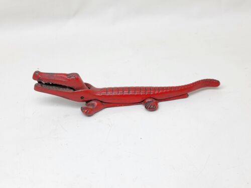 Antique Cast Iron Nutcracker Red Alligator / Crocodile Original Paint ☆Cool☆ - Picture 2 of 8