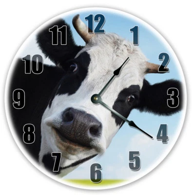 SUGAR VINE ART 12" FUNNY COW STARING CLOCK - Large 12 inch Wall Clock - Printed Photo - 5120