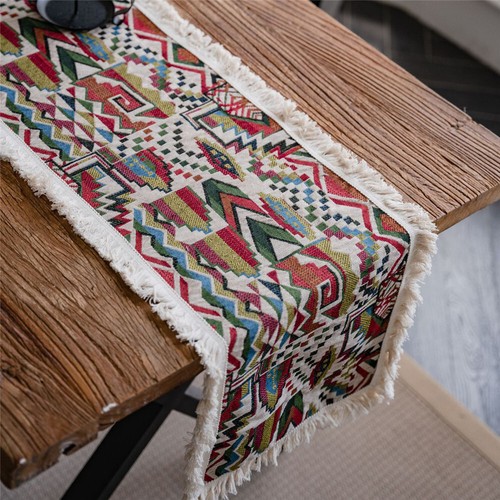 Bohemia Polyester Table Runner Jacquard Tassel Table Cloth Dinner Party Decor - Picture 50 of 74