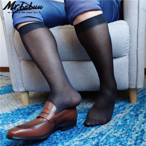 Paquete de 5 pares de calcetines informales transparentes sedosos color liso sobre la pantorrilla para hombre - Imagen 3 de 13