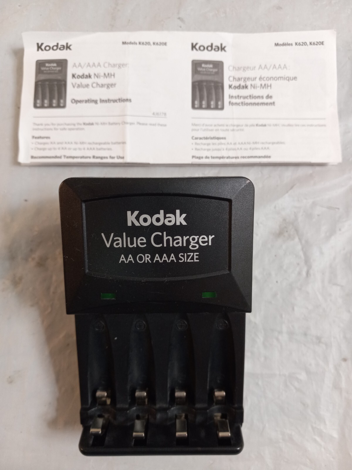 KODAK K620 AA or AAA Plug in BATTERY CHARGER w Manual 120V 60Hz 10w | eBay