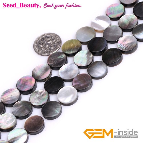 Genuine Natural Black Shell Flower Coin Shape Loose Bead For Jewelry Making 15" - 第 14/36 張圖片