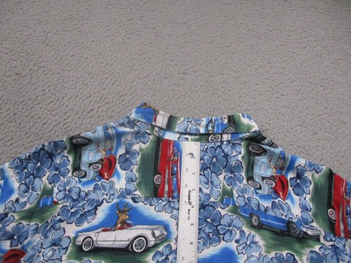 Reyn Spooner Shirt Mens 4XL Blue Classic Cars Christmas Santa Reindeer Hawaiian - Picture 8 of 11