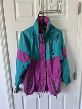 Vintage 80s Helly Hansen Ski Jacket Women's Size Medium Blue Purple Coat Parka