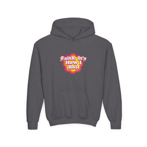 Faith: It's How I Roll ( Pink/Orange)Youth Heavy Blend Hooded Sweatshirt - Picture 18 of 33