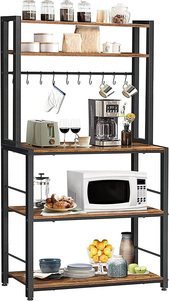 Bakers Rack Coffee Bar Microwave Oven Stand Kitchen Tall