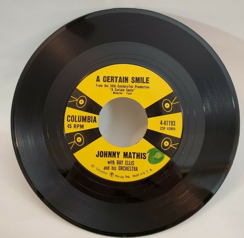 Johnny Mathis A CERTAIN SMILE / LET IT RAIN (POP 45/PS)#41193 PLAYS VG+ TO VG++ - Picture 4 of 6