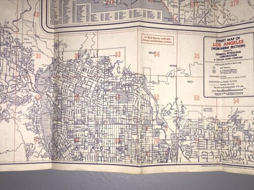 MOBILGAS MIRACLE-FOLD ROAD MAP LOS ANGELES VINTAGE SUPER CONDITION - undated - Picture 7 of 7