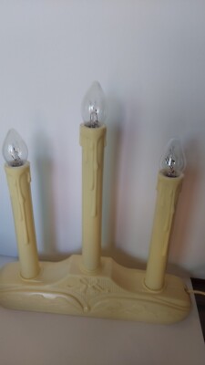 Creative Hobbies 3-Light Electric Candolier – Ivory Plastic Christmas Window Candle Set, Flameless & Traditional