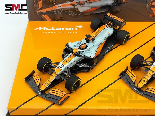 Mclaren F1 MCL35M Norris & Ricciardo 2x Car Set Monaco 2021 Gulf 1:43 MINICHAMPS - Picture 5 of 8
