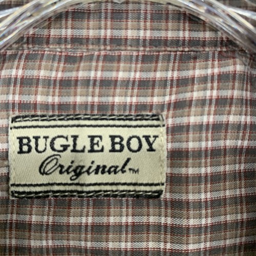 Bugle Boy Button Down Long Sleeved Brown Plaid Shirt Wrinkle Resistant Medium - Picture 11 of 17